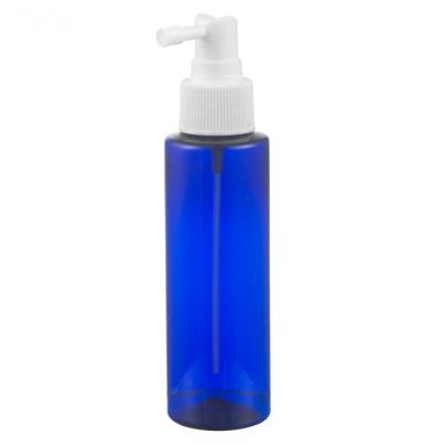 China 100ml cosmetic bule color pet liquid bottle with sprayer head for sale