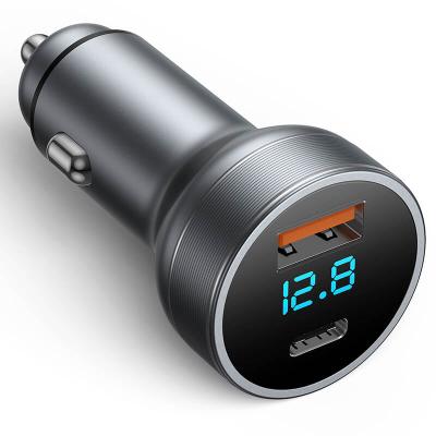 China Mobile Phones and Other Type C Car Charger QC3.0 USB Car Charger OEM Mobile Device Aluminum Alloy 2 Port 54W Fast Charging For iPhone Samsung for sale