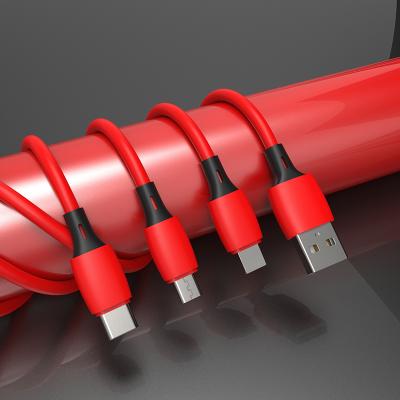 China Mobile Phone Etc.electronic Product Design 3.3ft Band NEW Soft 3 in 1 Data Cable USB A To Micro C Cable For iPhone Android Phone for sale