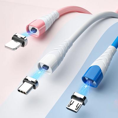 China MP3/MP4 Player 2021 New Design 180 Degree Soft PVC Magnetic Charging Cable 3 in 1 Cable 1M 2M 3M Micro USB OEM&ODM USB for iPhone and Android for sale