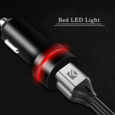 China MOBILE PHONE/tablet hot sales led ring car dual usb car charger dual usb 3.0 charger classic LED light OEM for sale