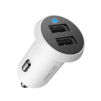 China Mobile Phones Mini Fast Portable Dual USB Car Charger Adapter With Led Light Charger For Phone for sale