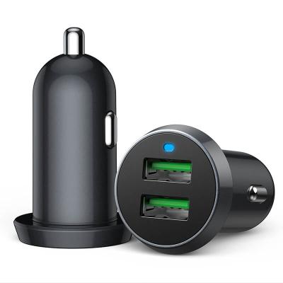 China Mobile Phones Mini Fast Portable Dual USB Car Charger Adapter With Led Light Charger For Phone for sale