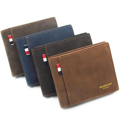 China Large Capacity Short Fashion Retro RFID Frosted New Men's Style Business Wallet for sale