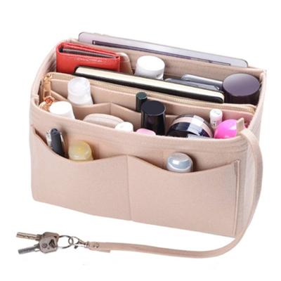 China Fashion Popular Hot Sale Felt Cosmetic Bag Bag Organizer Colorful Removable Felt Purse Insert Lady Travel Bag for sale