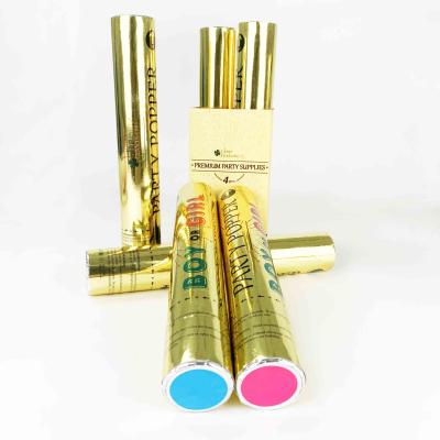 China 2021 hot sale air bottle biodegradable paper tube and iron baby reveal party supplies gold confetti cannon snap for sale