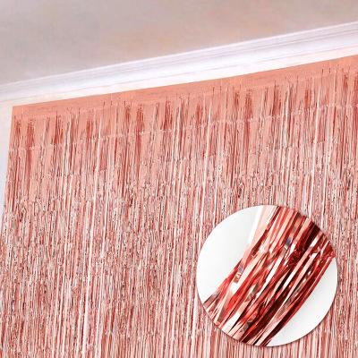 China New Arrival Rose Gold Color Foil Curtains Eco - Friendly Baby Shower Decorations for sale