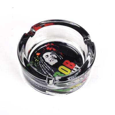 China Use It Yourself Or Give It Away Round Shape Customized Paint Logo Made Lead Marley Glass Fashionable Creative Smoke Accessories Cigar Smoking Ashtray for sale