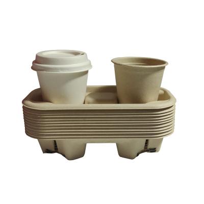 China Eco-friendly Disposable Biodegradable Bagasse Pulp Food Tomato Sugarcane Coffee Paper Cup Holder for sale