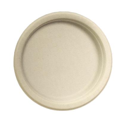 China Compostable Biodegradable Food Sugarcane Tableware Bagasse Paper Pulp 7inch Round Dish for sale