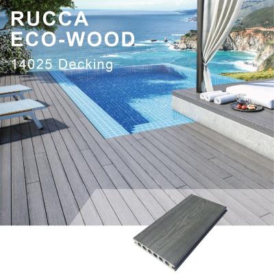 China High End New Comtemporary Home Quality Decoration 3D Embossed Fire Retardant Wood Grain WPC Wood Plastic Composite Decking Flooring 140*25mm for sale