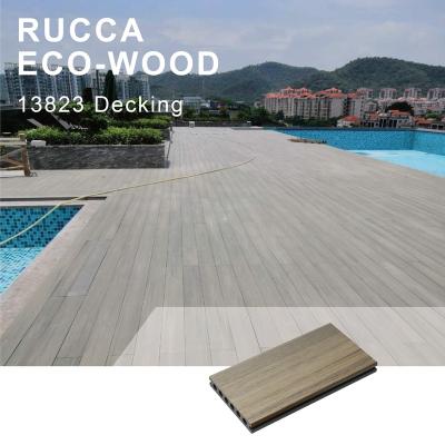 China Eco Friendly Recyclable Outdoor Weather Resistant Wooden Flooring Deck Wpc Coextrusion Plastic Composite Decking for sale