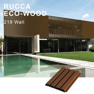 China Eco-friendly Rucca Modern WPC Exterior Outdoor Decorative Wall Cladding Panel Design Co-extrusion Panel Wooden Siding Board Building House for sale