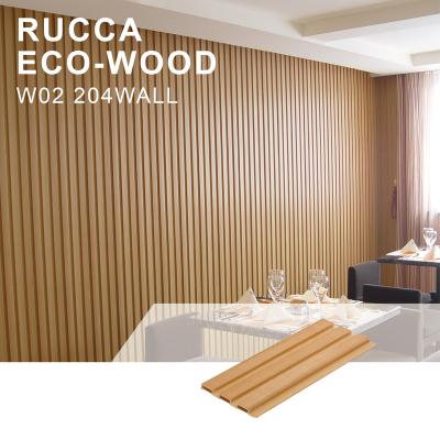 China 204*16mm PVC Eco-friendly Plastic Composite Creative Home Decorative Rucca WPC/Wood Wall Panel for sale