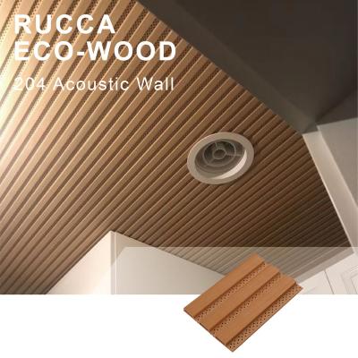 China Contemporary Rucca HOT! Plastic WPC/Wood Soundproof Acoustic Wall Panel for Interior Decoration or Home Theater Sound System 204*16mm for sale