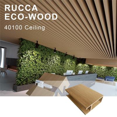 China Artistic False Roof Rucca WPC Wood Ceilings Panel, Design Decorative Plastic False Ceiling Tiles 40*100mm Foshan False Ceiling Tiles for sale