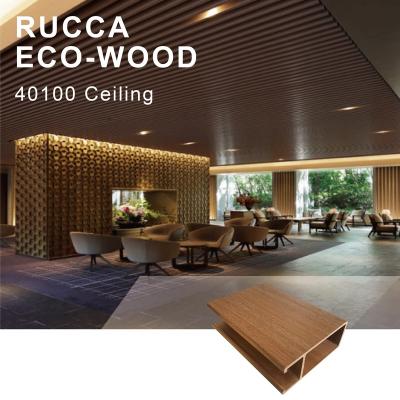 China Artistic Wood Plastic Modern False Ceiling WPC Ceiling Tiles Design Decorative Teak Wood Ceiling Panel 40*100mm for sale