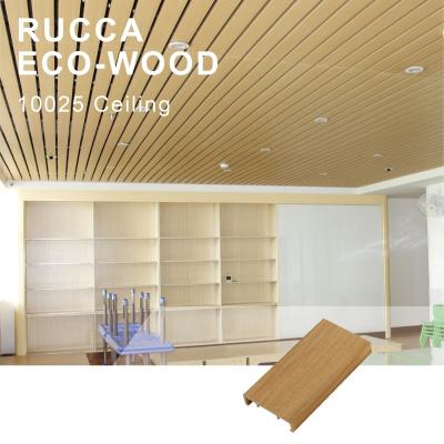 China Artistic Indoor Decorative Suspended Ceilings Foshan Ruccawood WPC Ceiling Panel, PVC False Ceiling Panel Design For Living Room/Bathroom 100*25mm for sale