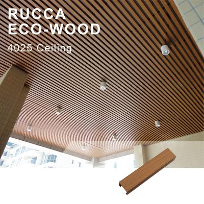 China Artistic Ceilings Wpc / Fauxwood Hotel / Restaurant / Home Ceiling Tiles Interior Ceiling Wood And Plastic Composite Artistic Ceilings Strip for sale