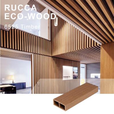 China Rucca Timber Composite Waterproof Wooden Hollow Decoration For Modern Timber Products Foshan Building Material 65*25mm for sale