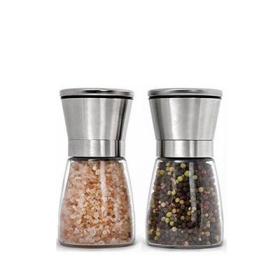 China Viable Hot Sale Glass Manual Pepper Grinder and Salt Mill for Home Kitchen BBQ for sale