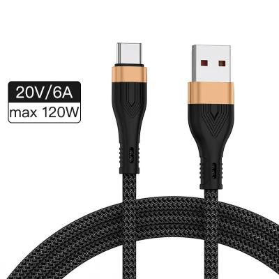 China 120W Fast Charging USB-C Data Cable for Huawei Xiaomi OPPO VIVO Tablets 6A USB-C Cable for sale