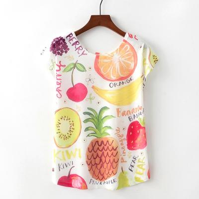 China 2019 Cute New Arrival Loose Neck Fresh Fruit Anti-pilling Printing Women T-shirt for sale