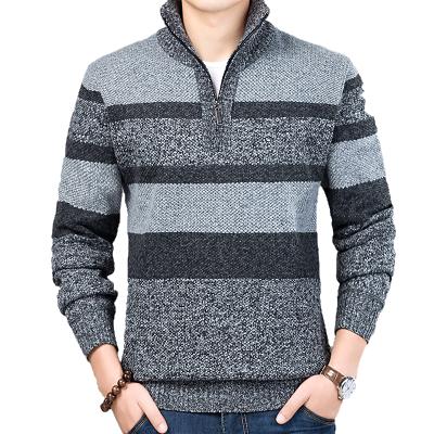 China Classic high striped winter quarter sleeve long neck design anti-pilling thick sweater for men for sale