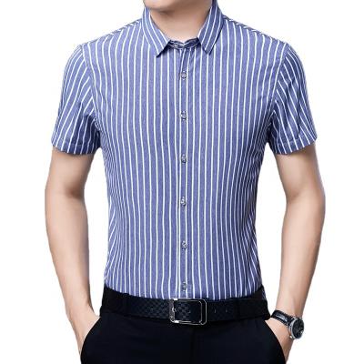 China New Arrival Summer Style Men Formal High Quality Uniform Stripe Anti-pilling Short Sleeve Blouse for sale