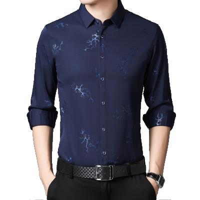 China New Arrival 3XL Korea Style Men's Long Anti-pilling Printing Blouse Shirt for sale