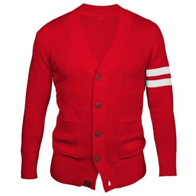 China 2021 Hot Selling Anti-wrinkle Mens Knitwear Cotton School Striped Cardigan Sweater for sale