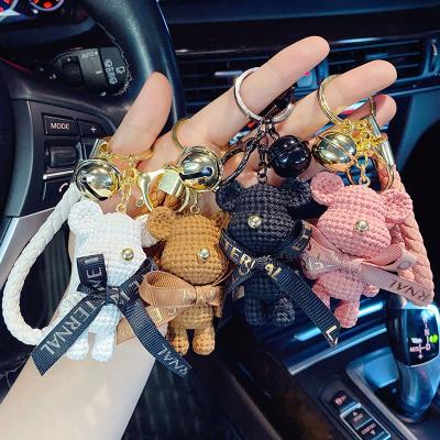 China Decoration Bear Key Chain Couple Girl Decoration Car Key Small Key Ring Student Bag Pendant Key Chain Pendant for sale