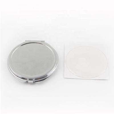 China Sublimation Silver Round Metal Flat Magnifying Compact Mirror for sale