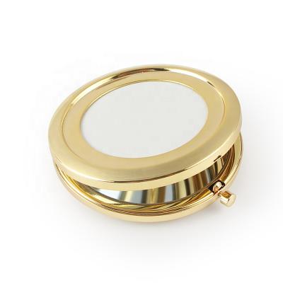 China Mini Gold Double Side Metal Blank Pocket Fashion DIY Sublimation Magnifying Compact Mirror for sale