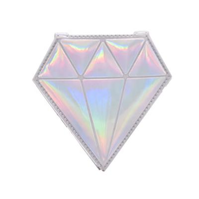 China Custom Double Sided PU Rainbow Double Sided Diamond Compact Folding Mirror for sale