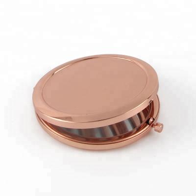 China Metal Magnifying Round Folding Rose Gold Mirror Compact Pocket White DIY Mirror +58mm Epoxy Sticker for sale