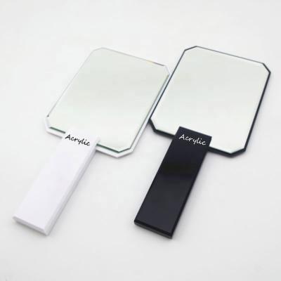 China Customized Hand Mirror Black/White High Quality Plastic Logo Hand Mirror Square Acrylic for sale