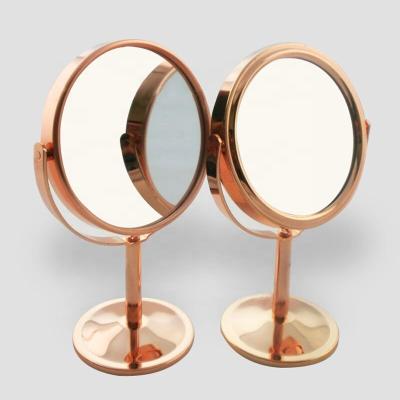 China New Trend Mini Rose Gold Round Table Standing Magnifying Mirror for sale