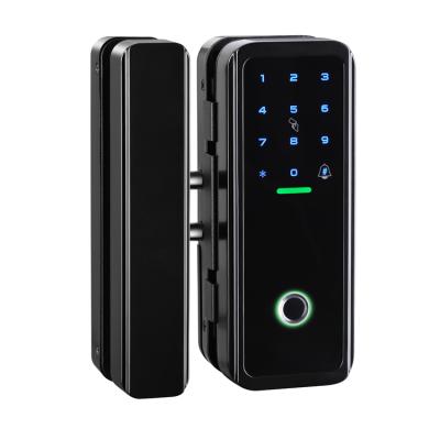 China Easy Installation Easy Management Fingerprint Security Door Lock Electronic Aluminum Keyless Glass Door Lock RFID Digital for Office for sale