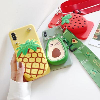 China Cute Fruit Strawberry Wallet Case For iPhone OPPO VIVO Realme Oneplus LG Huawei Xiaomi Nokia Moto Cover With Lanyard 6 6S 7 8 plus X XS XR 11 12 pro max for sale