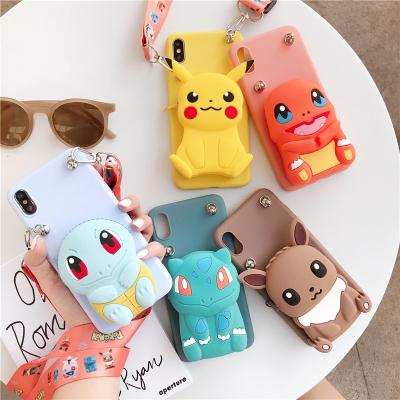 China Cartoon Wallet Soft Phone Case For Apple iPhone 12 11 pro XR Max XS X 6 6S 7 8 plus Se 2020 Cover with Lanyard 6 6S 7 8 plus X XS XR 11 12 pro Max for sale