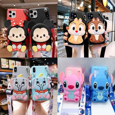 China Cute Soft Animals Wallet Case For iPhone OPPO VIVO Realme Oneplus Minnie LG Samsung Huawei Xiaomi Nokia Moto Cover With Lanyard 6 6S 7 8 Plus X XS XR 11 12 Pro Max for sale