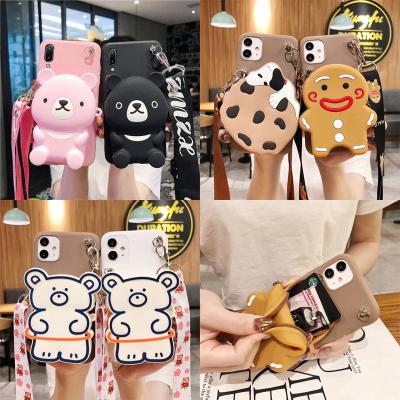 China Cute Soft Animals Wallet Case For iPhone LG OPPO VIVO Realme Oneplus Cartoon Bear Bags Cover Samsung Huawei Xiaomi Nokia Moto 6 6S 7 8 Plus X XS XR 11 12 Pro Max for sale