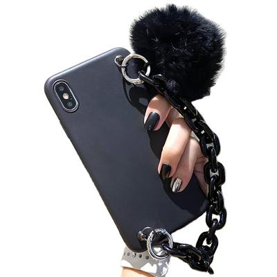 China Fashion Wristband With Fur Ball Case For LG OPPO VIVO Realme Oneplus TPU Cover 6 6S 7 8 Samsung Huawei Xiaomi Nokia Moto iPhone plus X XS XR 11 12 Pro Max for sale