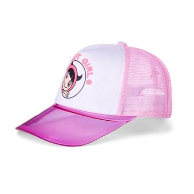 China Guangzhou COMMON Hats Factory Custom Unique Transparent Visor Printed Kids Foam Mesh Trucker Hats for sale