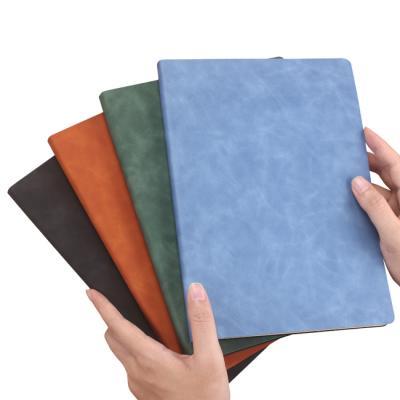 China Custom Logo Office Leather Cover Waterproof Softcover PU Leather A5 Hardcover Custom Notebook for sale