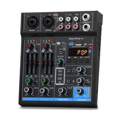 China Depusheng M4 Mini Mixing Console Portable High Quality Studio 4 Channel Recording USB Audio Sound Mixer for sale