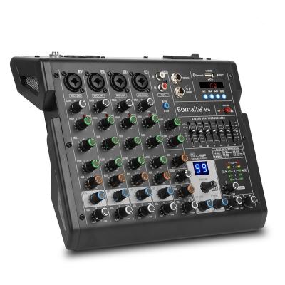 China Bomaite B6 Professional Portable DJ Effect Mixing 6 Channel Audio Mixer for sale