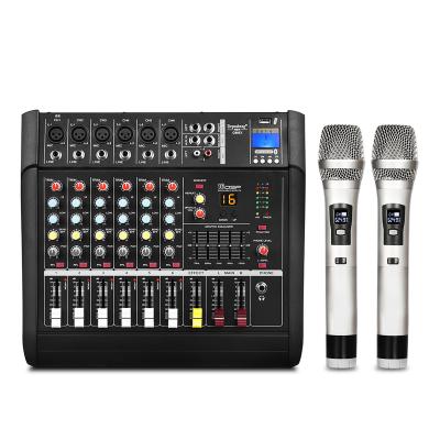 China Disco\Bar\Club\Home Depusheng GM6X Equipped 2 Professional 6-Channel Wireless Microphones Amplifier Powerful Mixer For Stage for sale