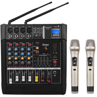 China Stage Performance Depusheng GM4X Powerful 4 Way Amplifier Hot Selling Mixing Console With 2 Handheld Wireless Microphone for sale